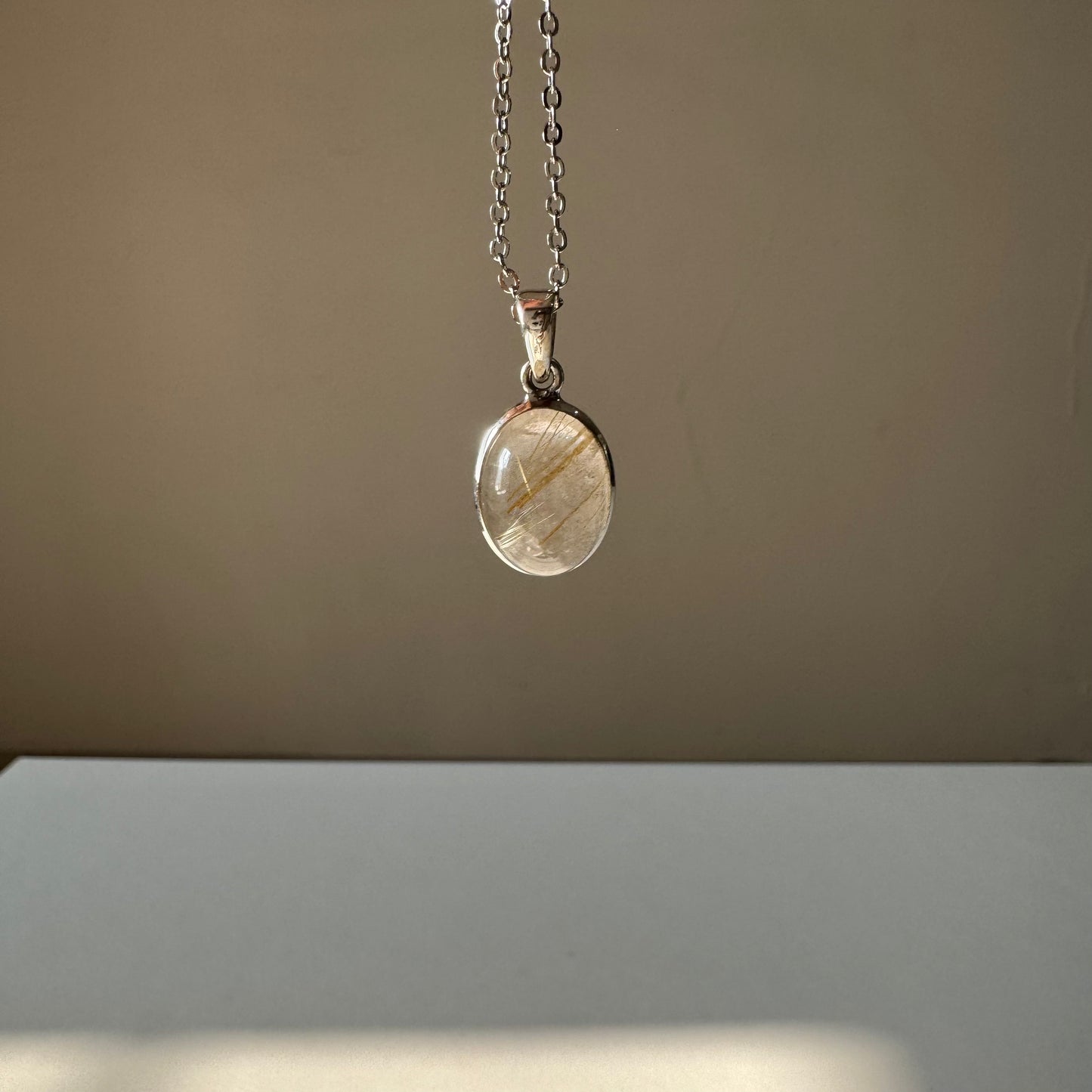 金髮晶925純銀頸鏈