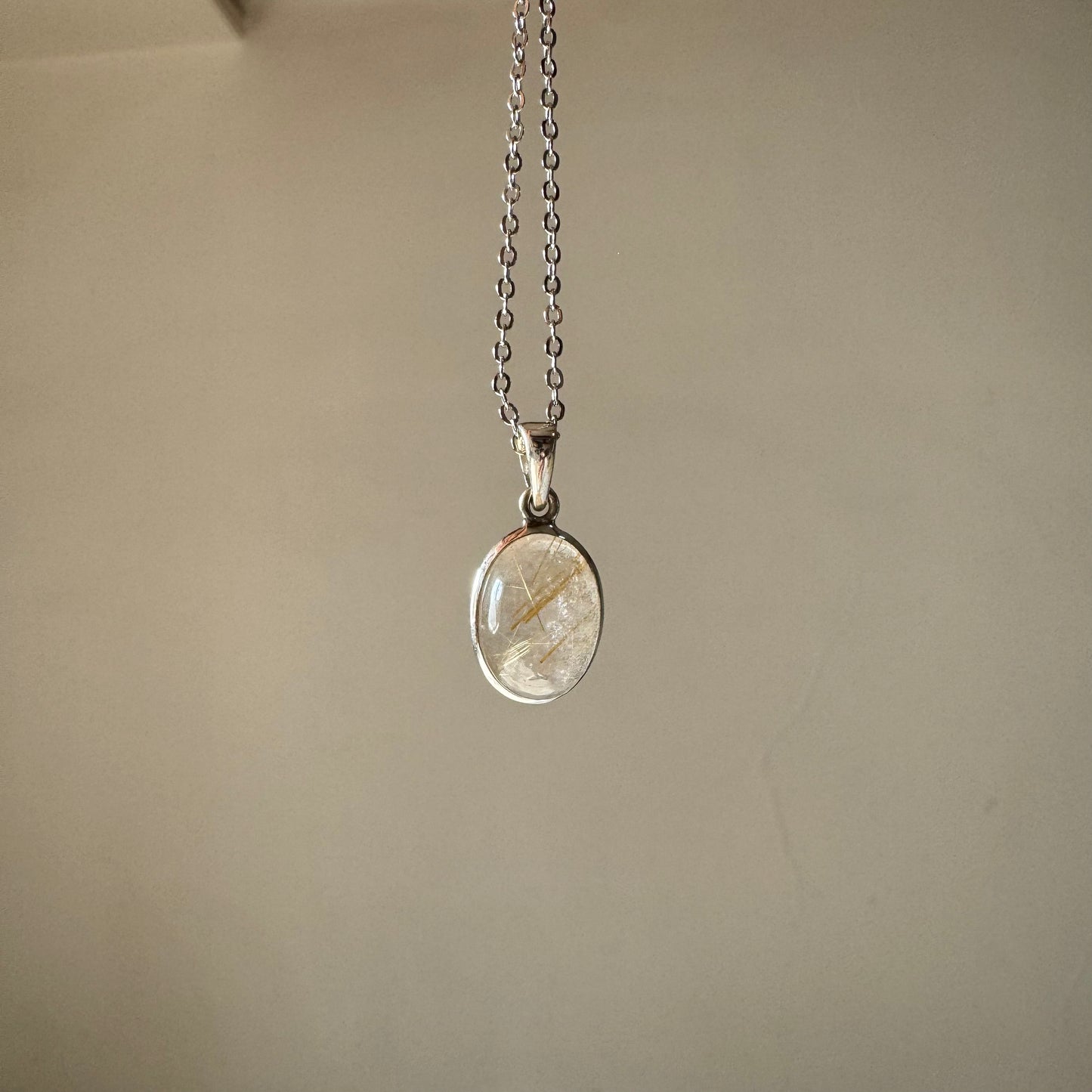 金髮晶925純銀頸鏈