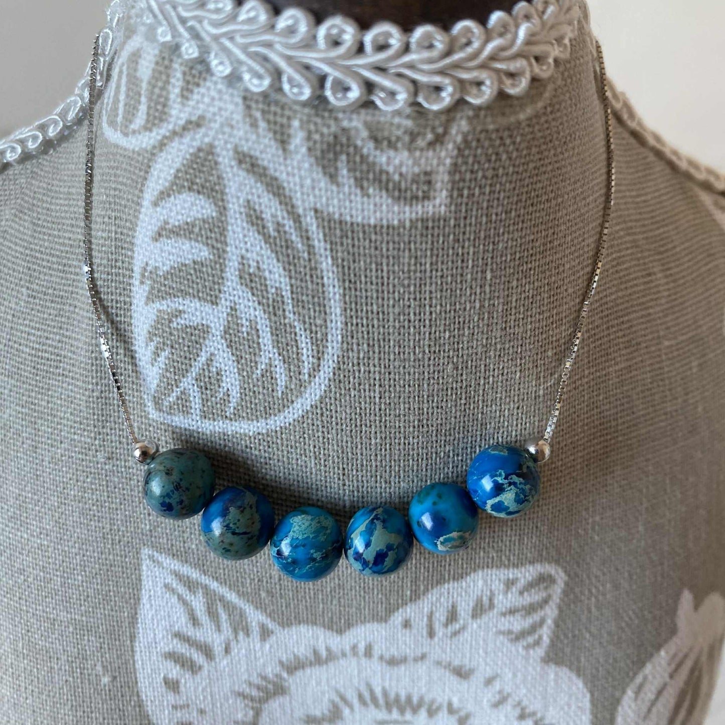 藍磷灰石(7mm) 925純銀魔法水晶手鏈