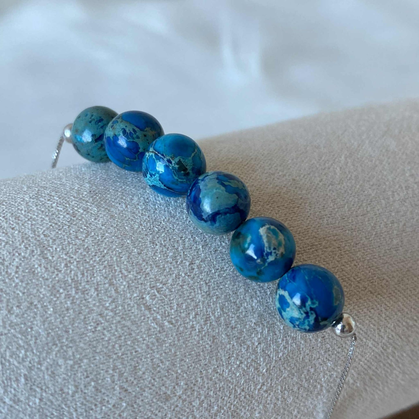 藍磷灰石(7mm) 925純銀魔法水晶手鏈