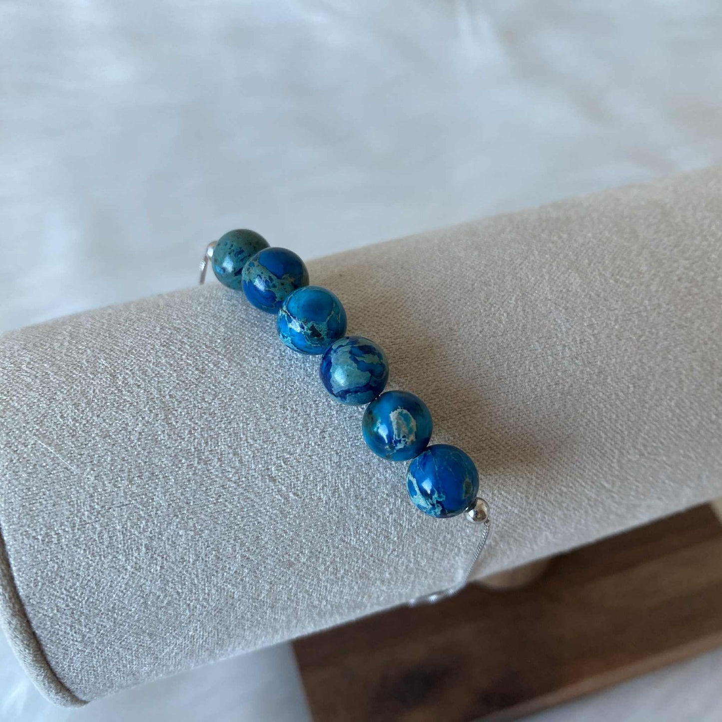 藍磷灰石(7mm) 925純銀魔法水晶手鏈