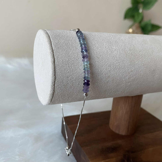 螢石(精緻長型) 925純銀魔法水晶手鏈