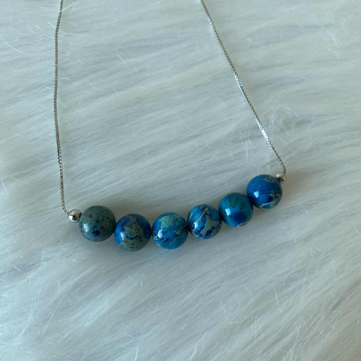 藍磷灰石(7mm) 925純銀魔法水晶手鏈