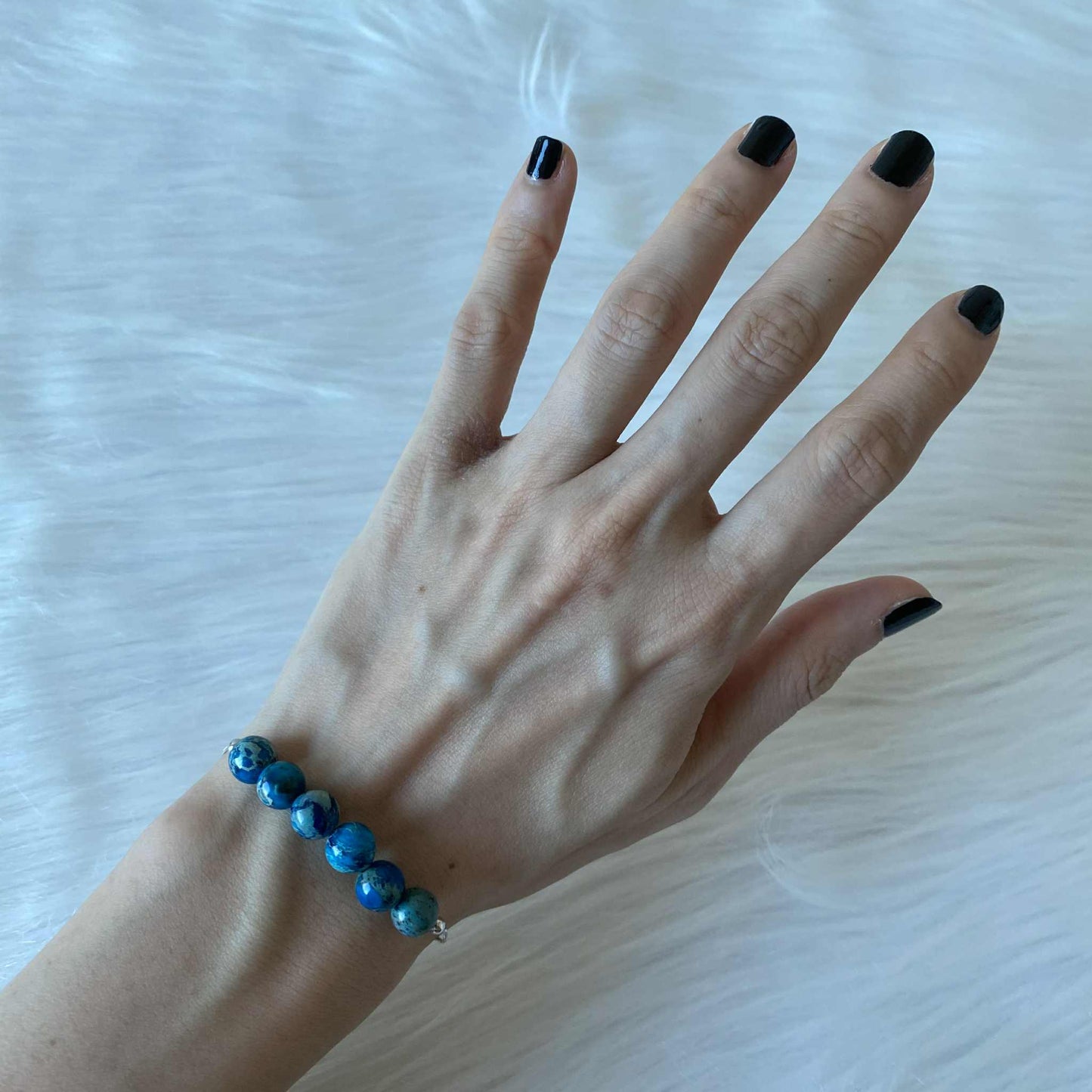 藍磷灰石(7mm) 925純銀魔法水晶手鏈